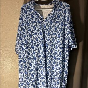 Men's Blue Paisley Casual Button Down Shirt